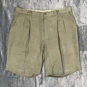Tommy Bahama Bermuda Shorts Mens 36 Green Silk Herringbone Relaxed Fit